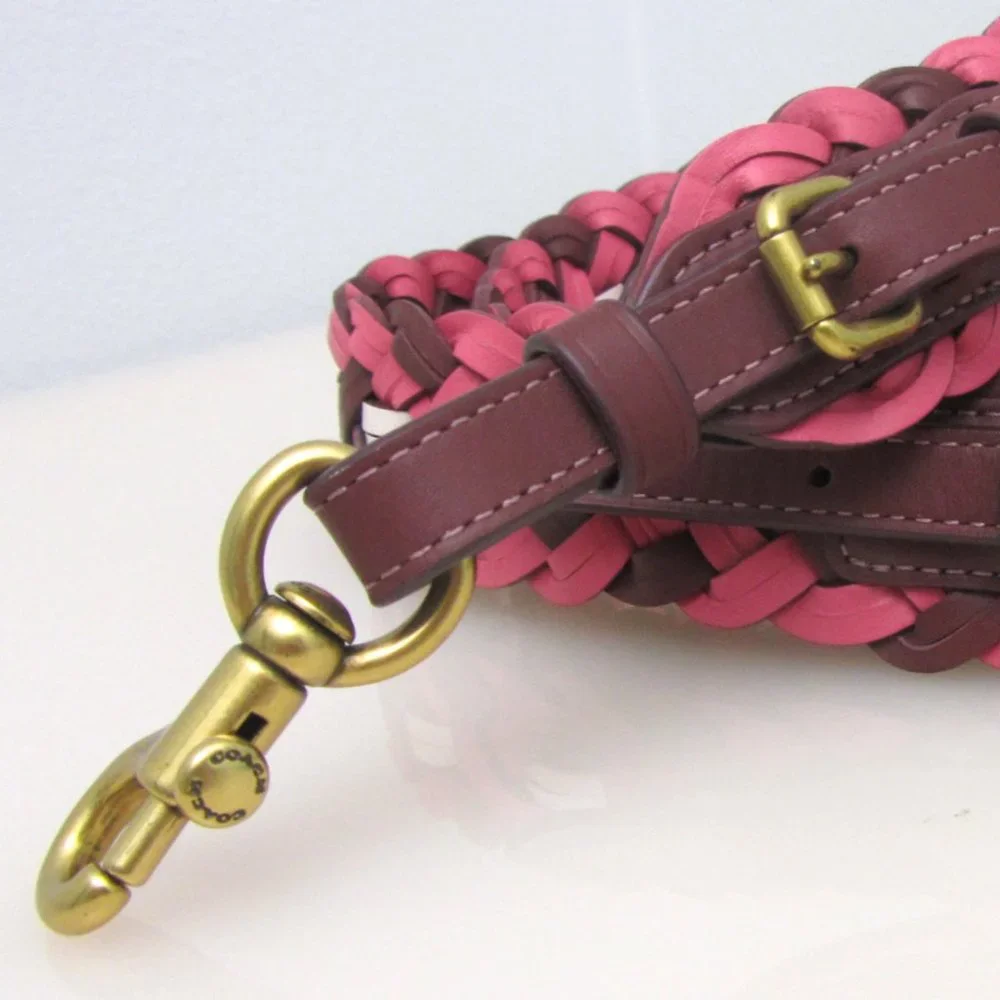Coach NWT $150 Interchangeable Strap Weaving 624 Pink Burgundy Brass RETAIL